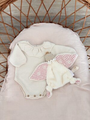 Olga vichy rose fleurs brodées (es)