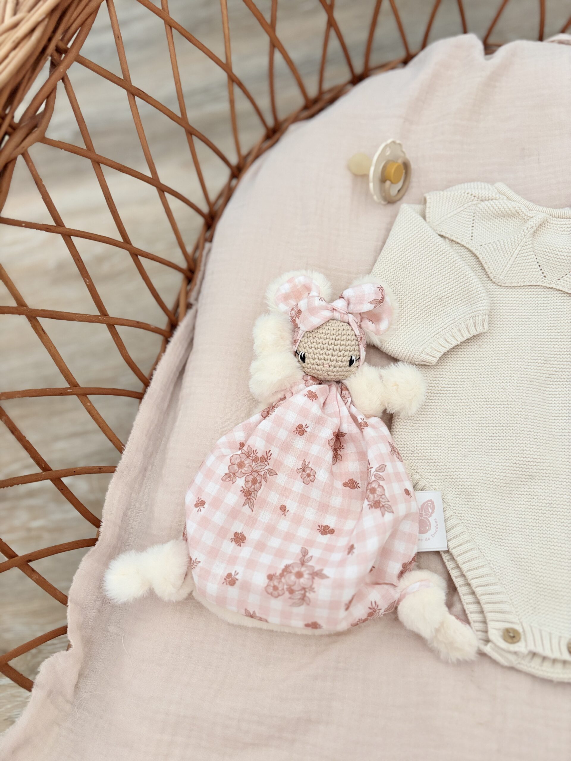 Lili vichy fleuri rose