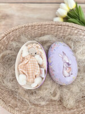 Mini Lucienne "vichy jaune" dans son oeuf de Pâques