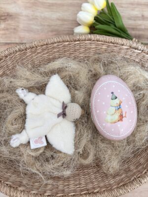 Mini Olga "vichy lovely marron" dans son oeuf de Pâques