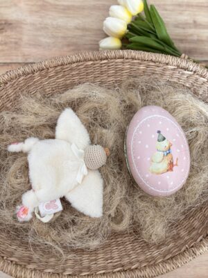 Mini Olga "Aimée rose et orange" dans son oeuf de Pâques